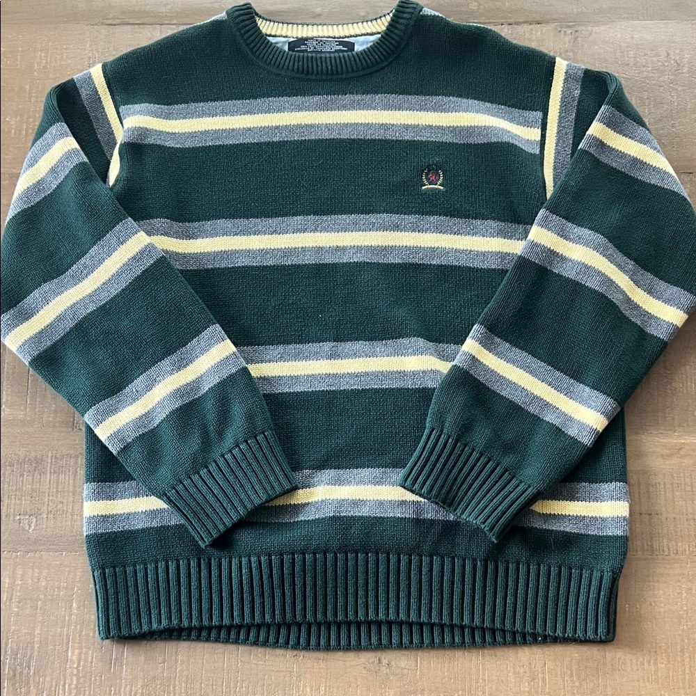 Vintage Stripe Cotton Knit Tommy Hilfiger Crewneck Sweater size Large